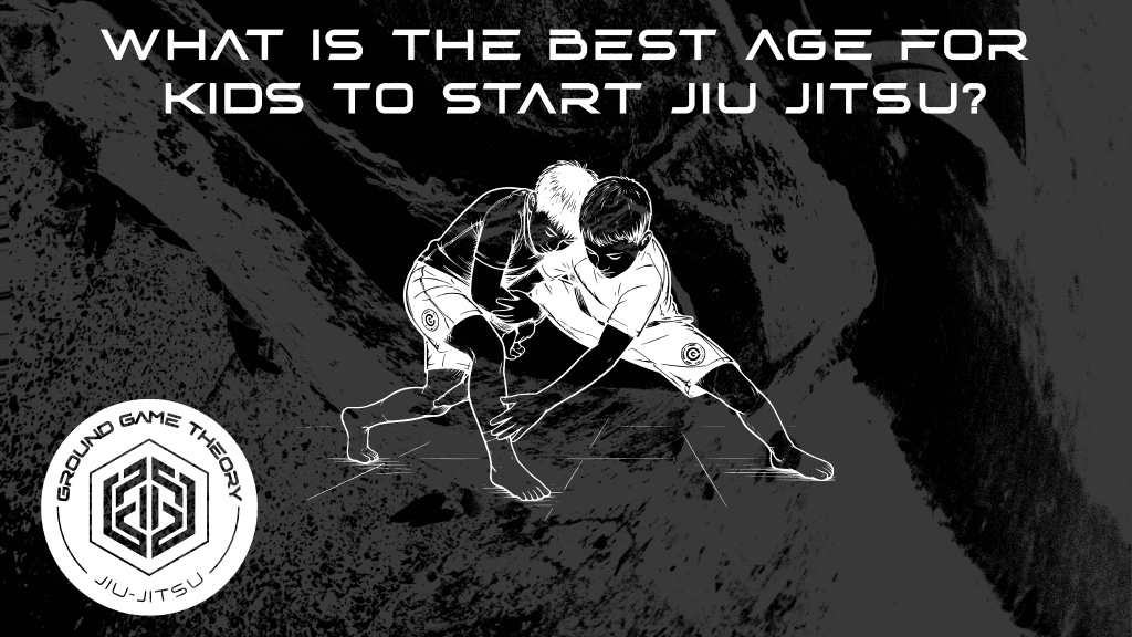 Kids participating in a beginner-friendly jiu jitsu class with coaches at Ground Game Theory in Miami, Florida.